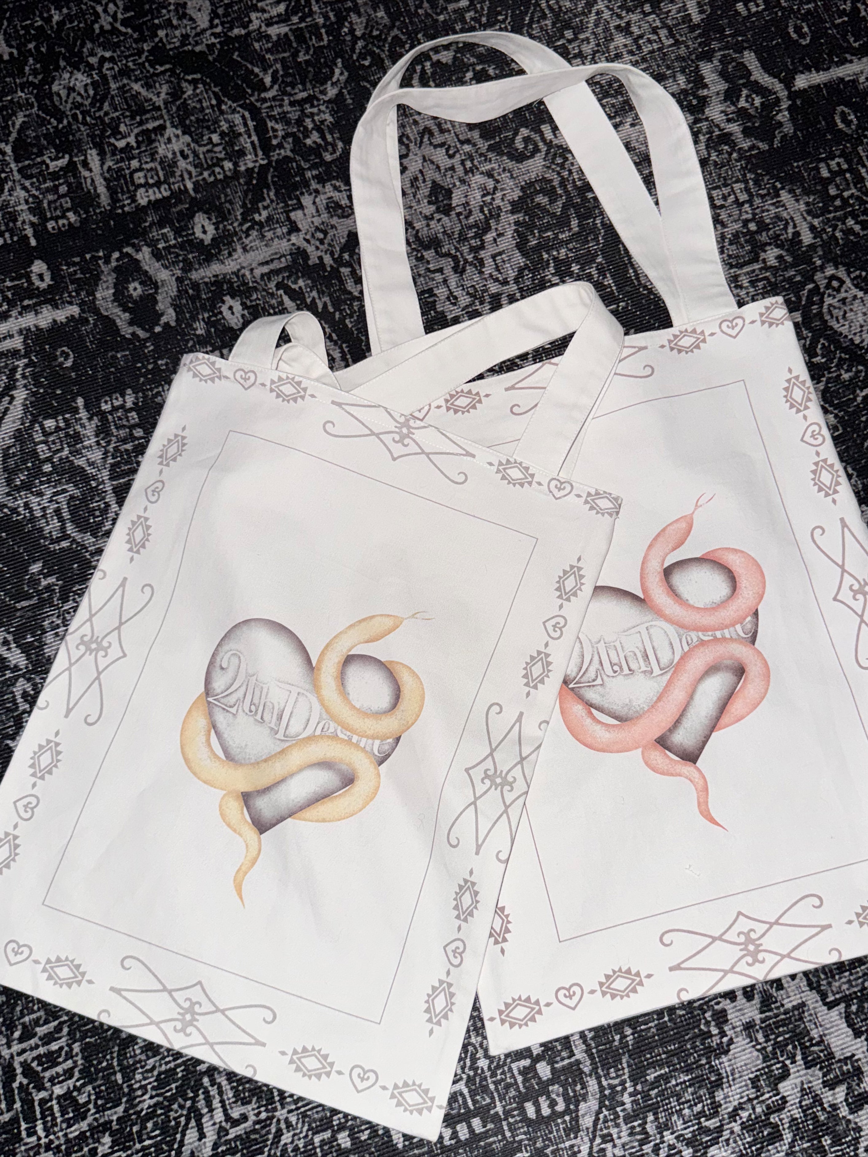 Hand-Painted Snake Year Punk Canvas Tote Bag - CHINASQUAD