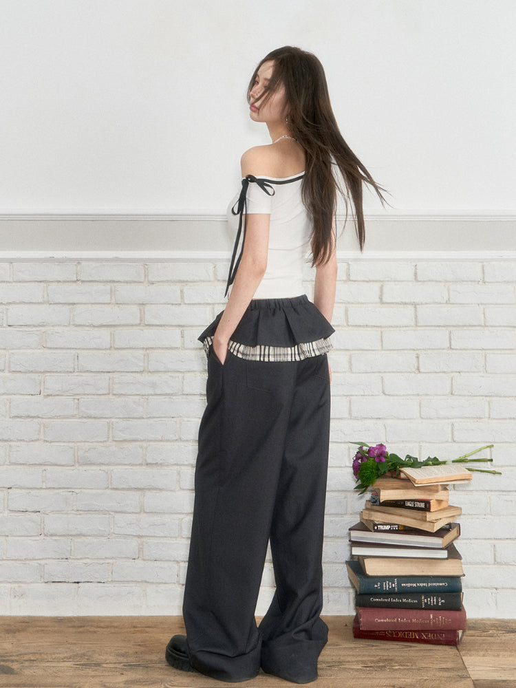 Off-Shoulder Letter Print Short Sleeve T-shirt - CHINASQUAD