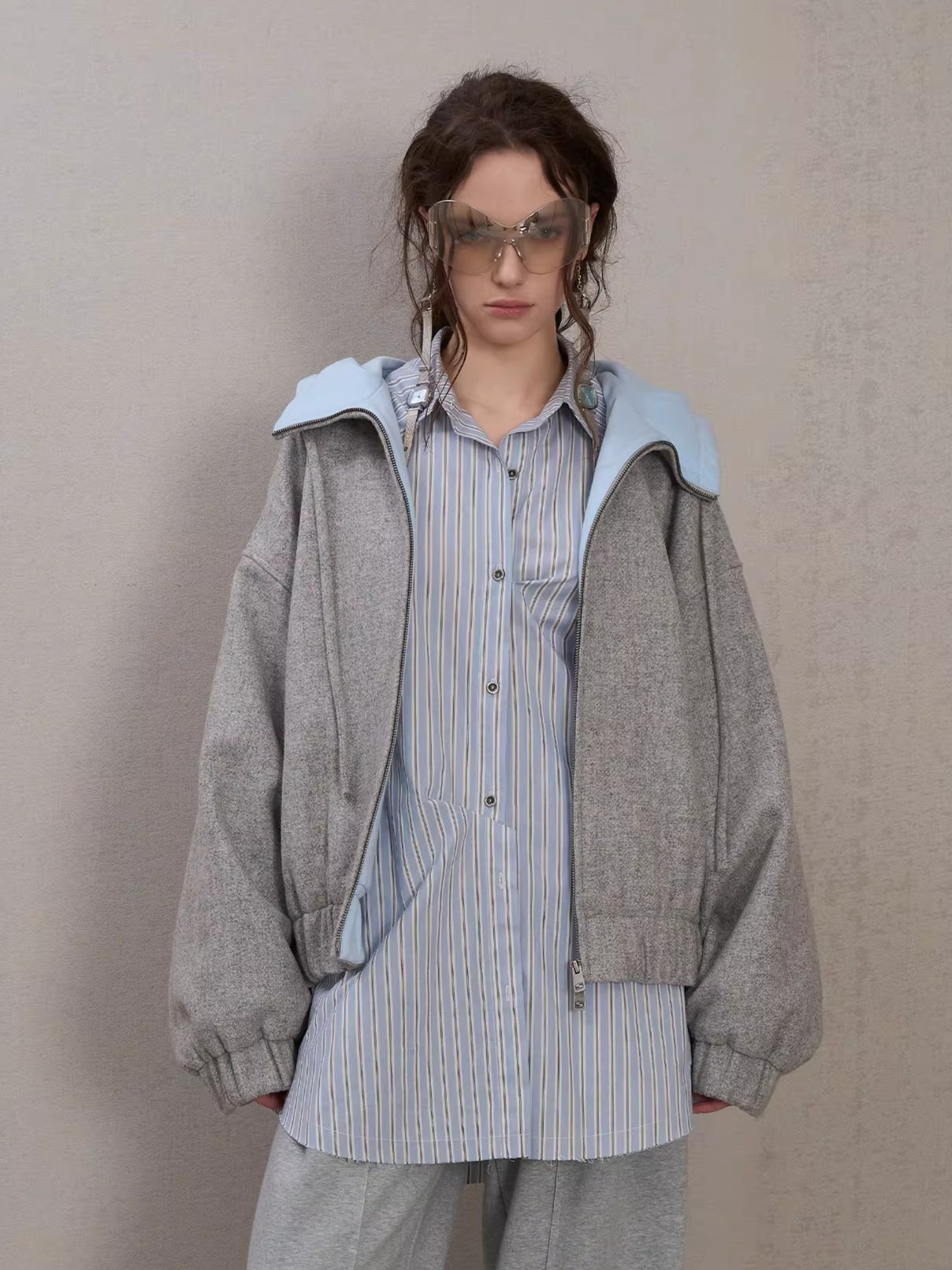 Wool-Blend Hooded Varsity Jacket