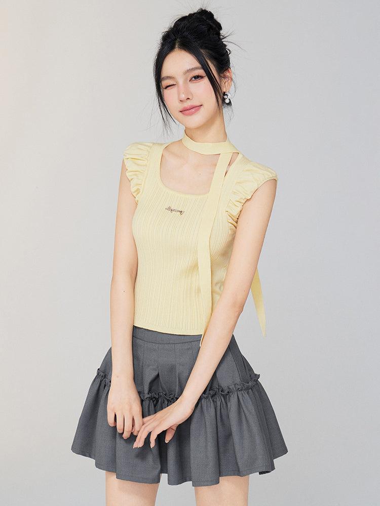 High - waist A - line Slimming Puff Skirt