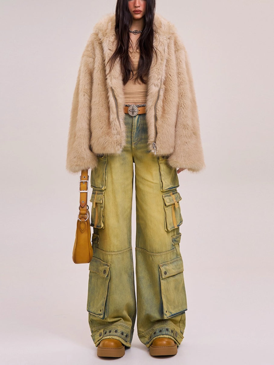 Wild Mustang Multi-Pocket Wide-Leg Jeans