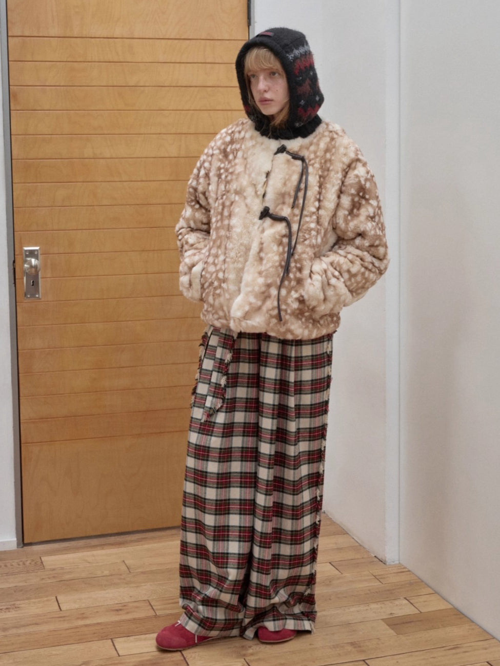 Fair Isle Pony Jacquard Knit Balaclava Hat