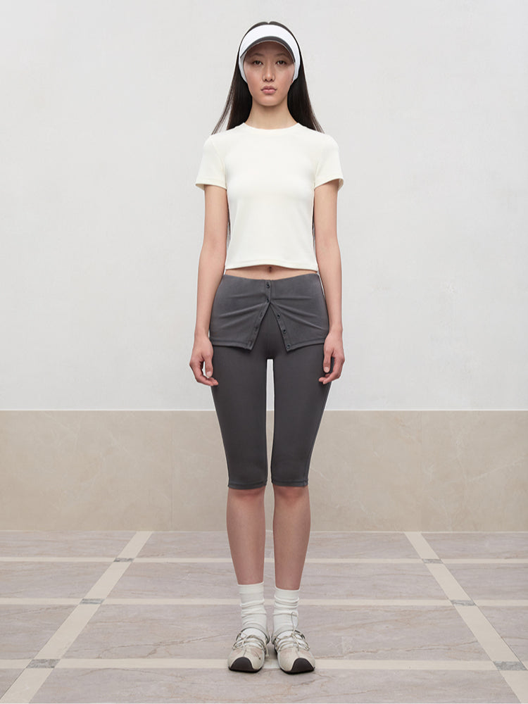 Regular-Shoulder Round Neck Short-Sleeve T-Shirt