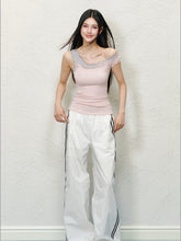 Color-block Lace Irregular Backless Vest - CHINASQUAD