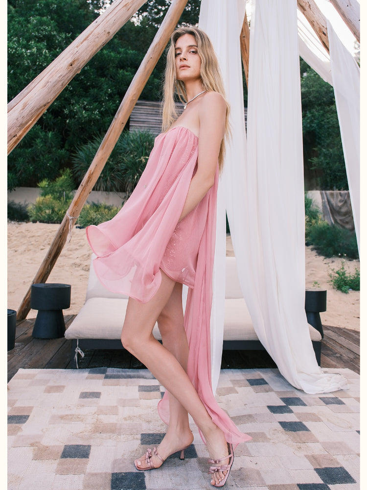 Thiri Chiffon Tube Top Dress - CHINASQUAD