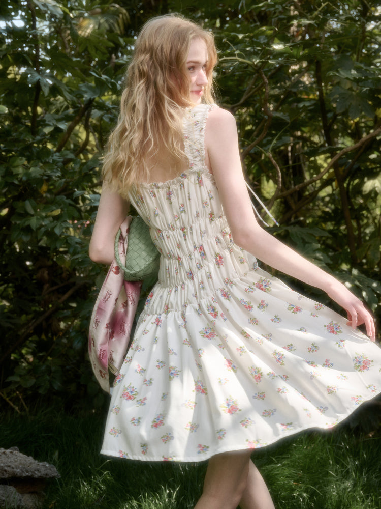 French Relaxed Old Money Floral Dress - CHINASQUAD