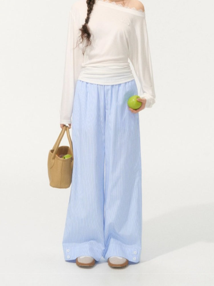 Striped Straight Leg Casual Pants - CHINASQUAD