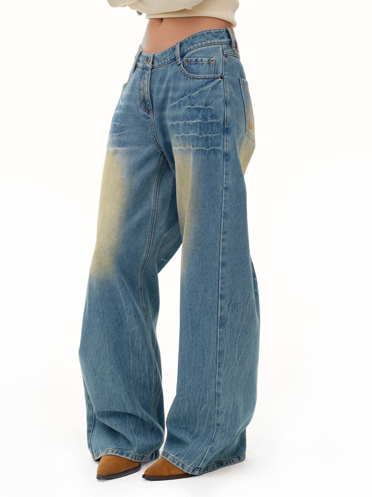 Mule Wide-Leg Denim Pants