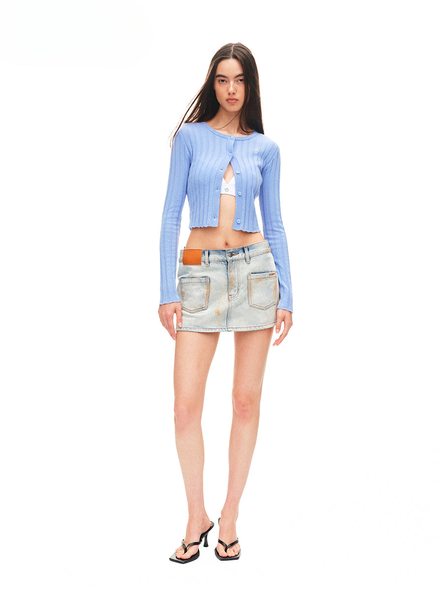 Fold-structured Low-waist Skirt - CHINASQUAD