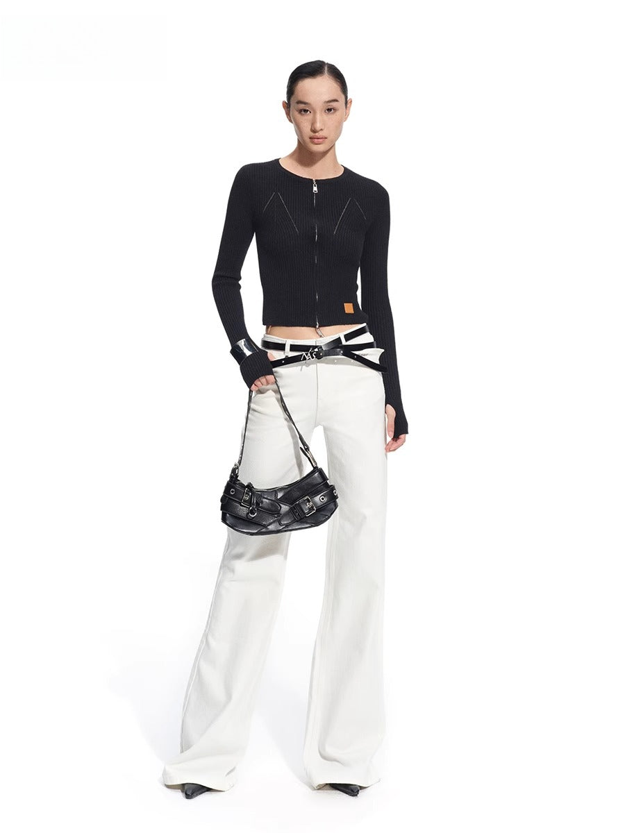 Batwing Knit Zip-Up Cardigan - CHINASQUAD