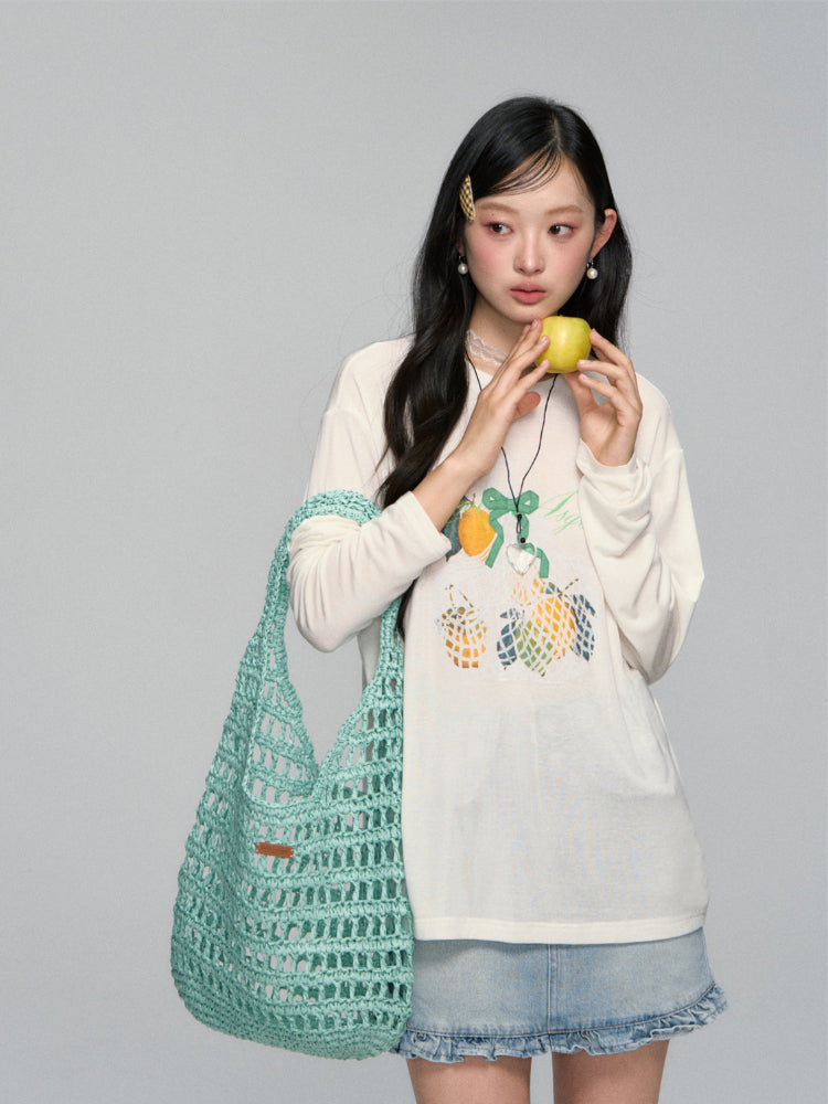 Three-Dimensional Bow Fruit-Print Sunscreen Cover-Up - CHINASQUAD