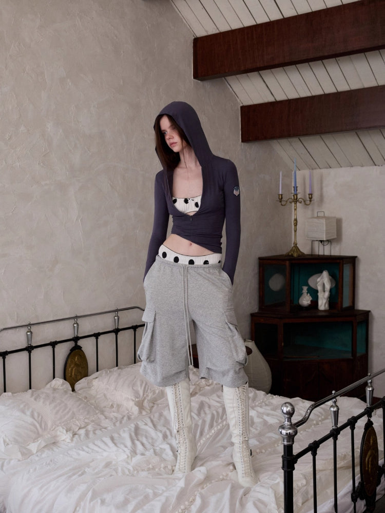 Hooded Zip-up Long-sleeve T-shirt