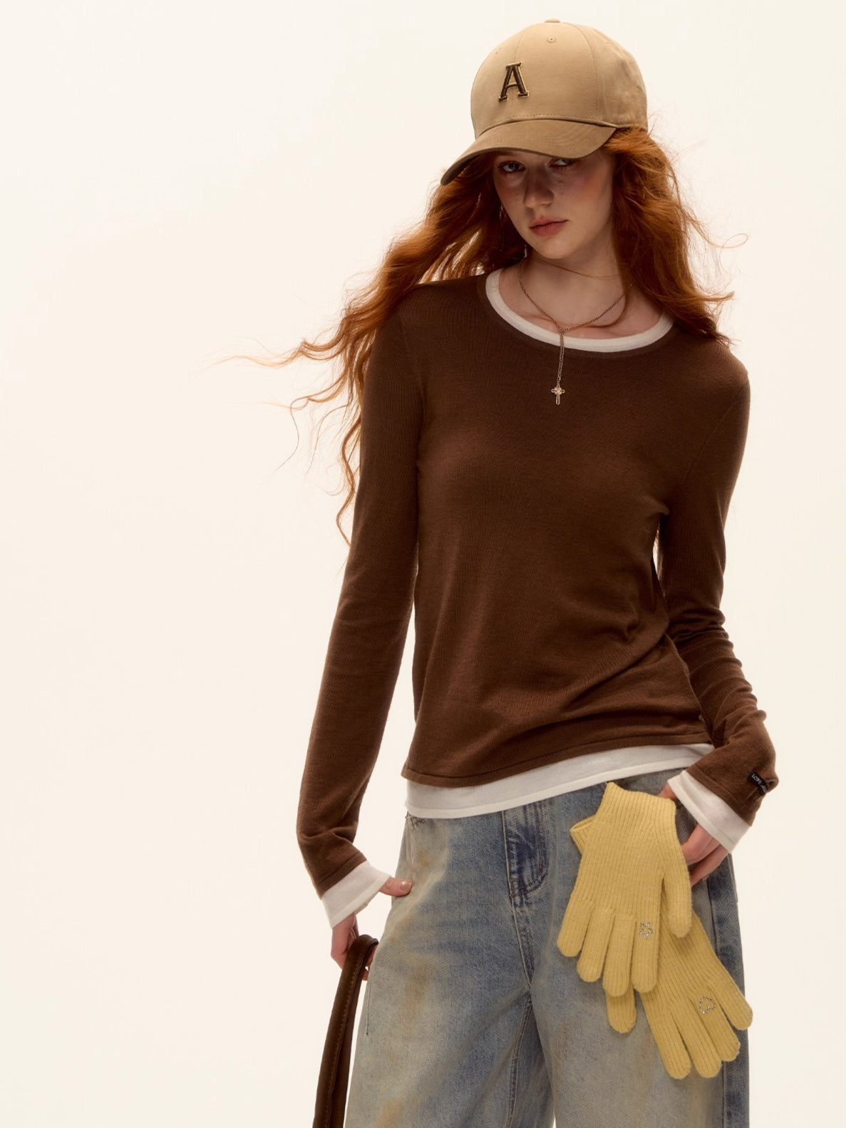 Asgony Retro Contrast Lettering Baseball Cap