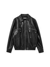 Black & White Vintage Silhouette Collar Moto Jacket - CHINASQUAD