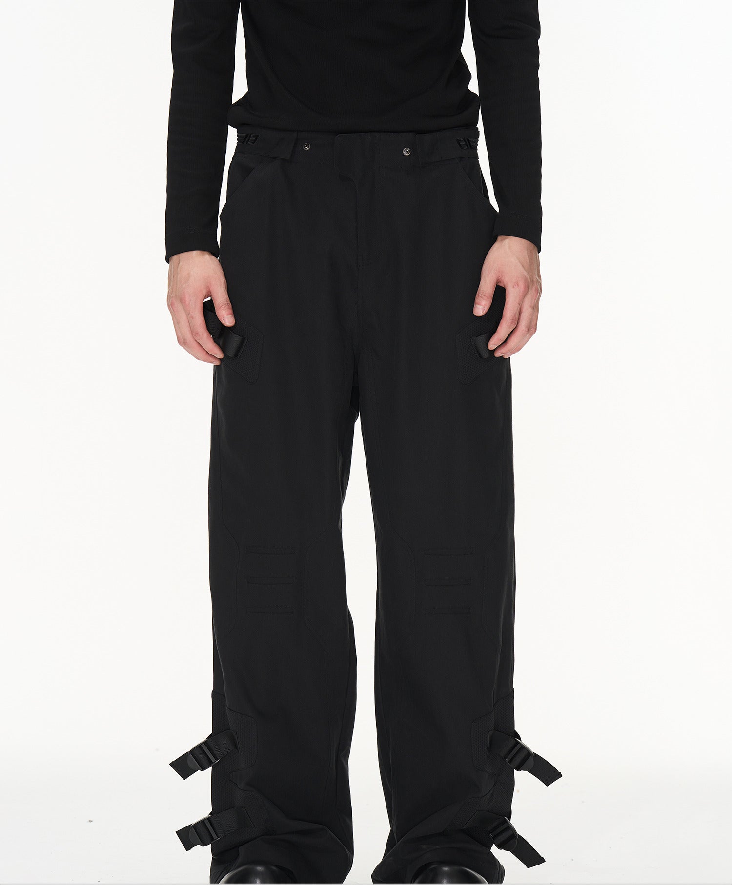 Black Cut-Out Paneled Trousers - CHINASQUAD