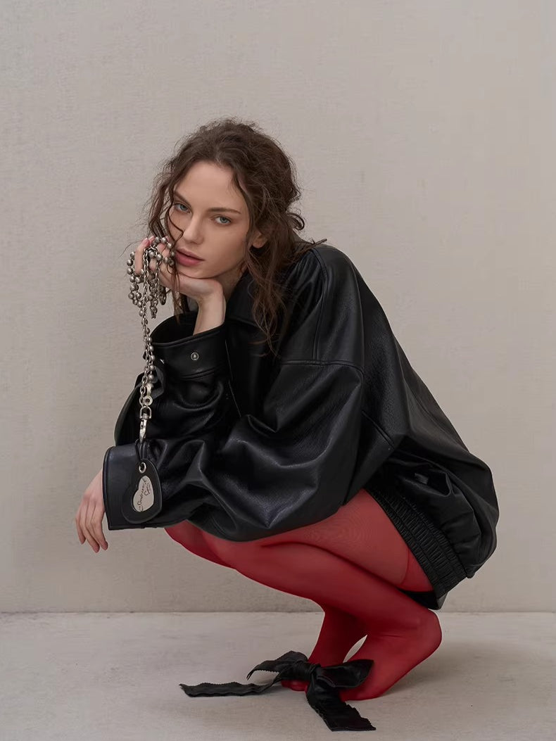 Layered Soft Leather Relaxed-Fit Jacket