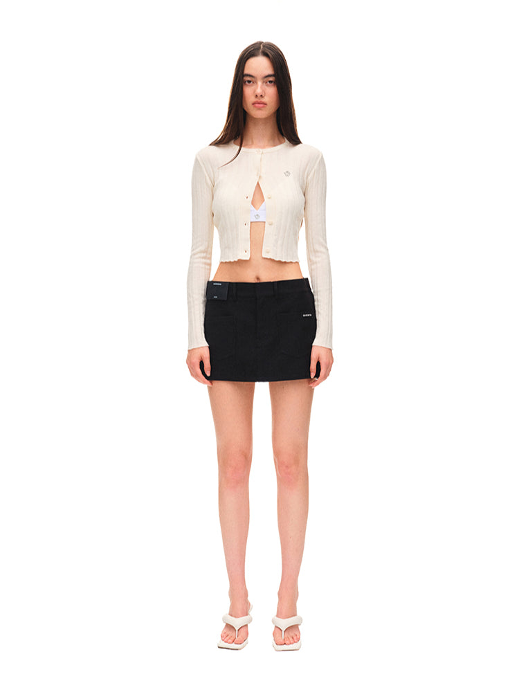 Wool Fold-Structure Low-waist Pencil Skirt