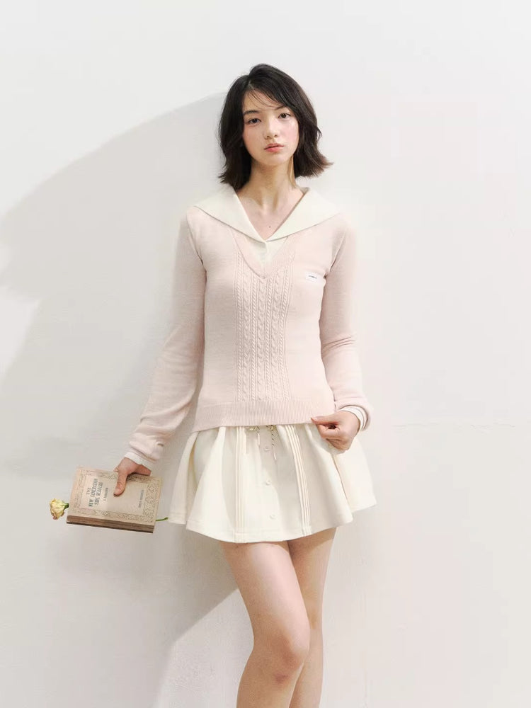 Naval Collar Preppy Girl Knit Crewneck