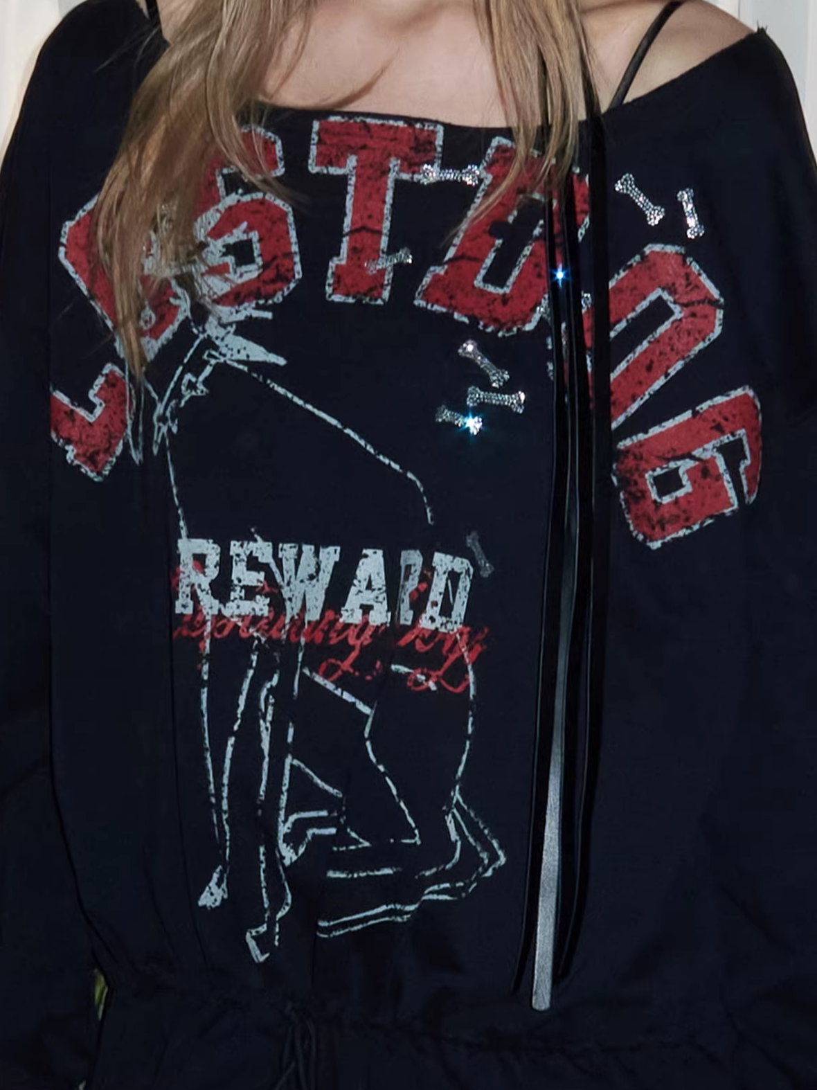 Asymmetric Graphic Drawstring Hoodie