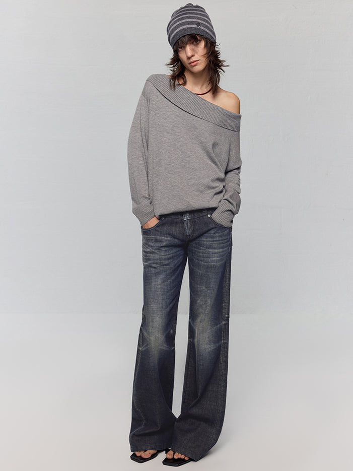 Black-Blue Low-Waist Flared & Bell-Bottom Pants Pants - CHINASQUAD