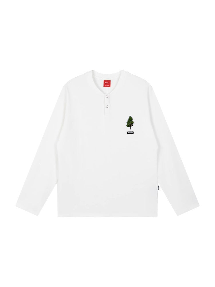 White & Black Henley Collar Long-Sleeve T-Shirt - CHINASQUAD