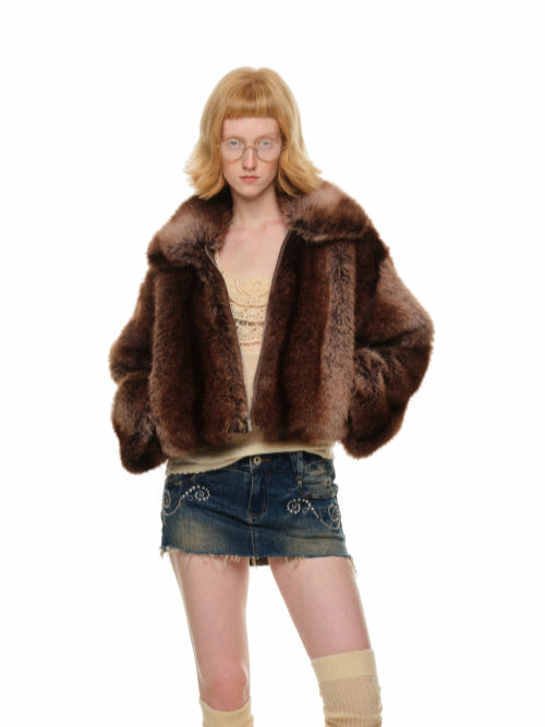 Gradient Eco-Friendly Short Fur Jacket - CHINASQUAD