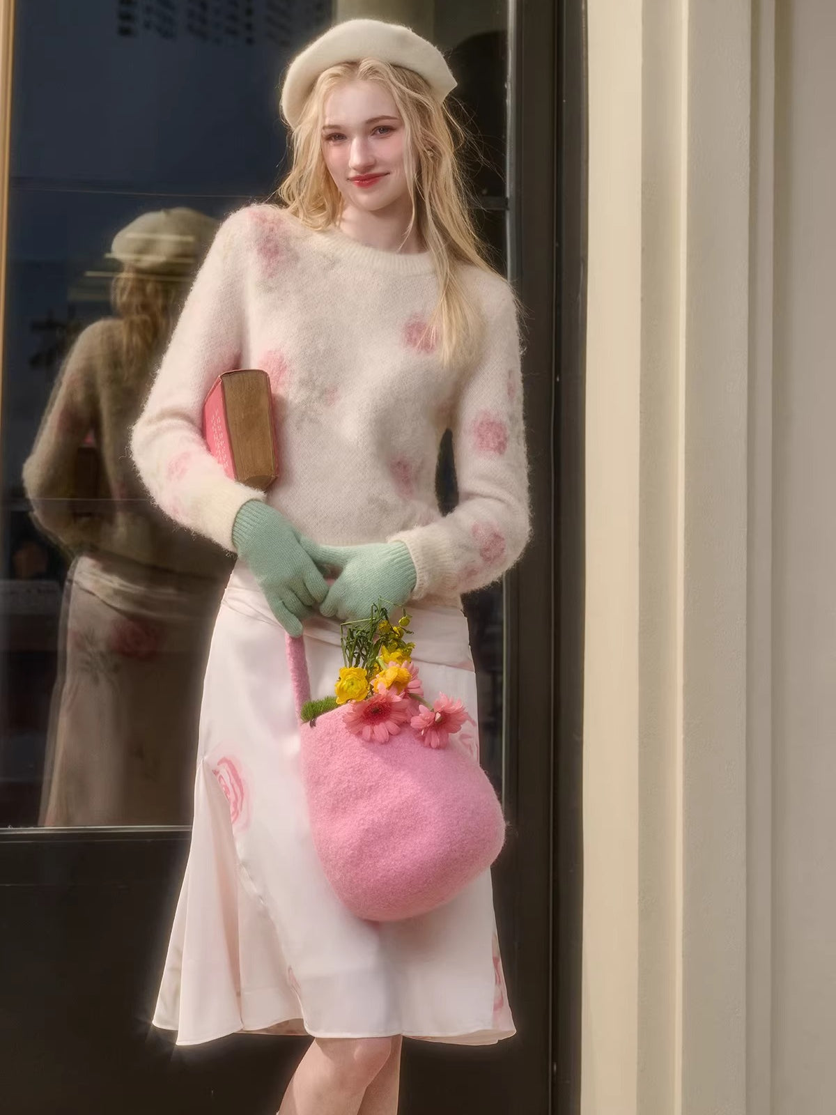 Wool-Blend Knit Top & Skirt Set