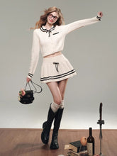 (Final Sale) Sailor Doll Collar Knit Cardigan & Skirt Set - CHINASQUAD