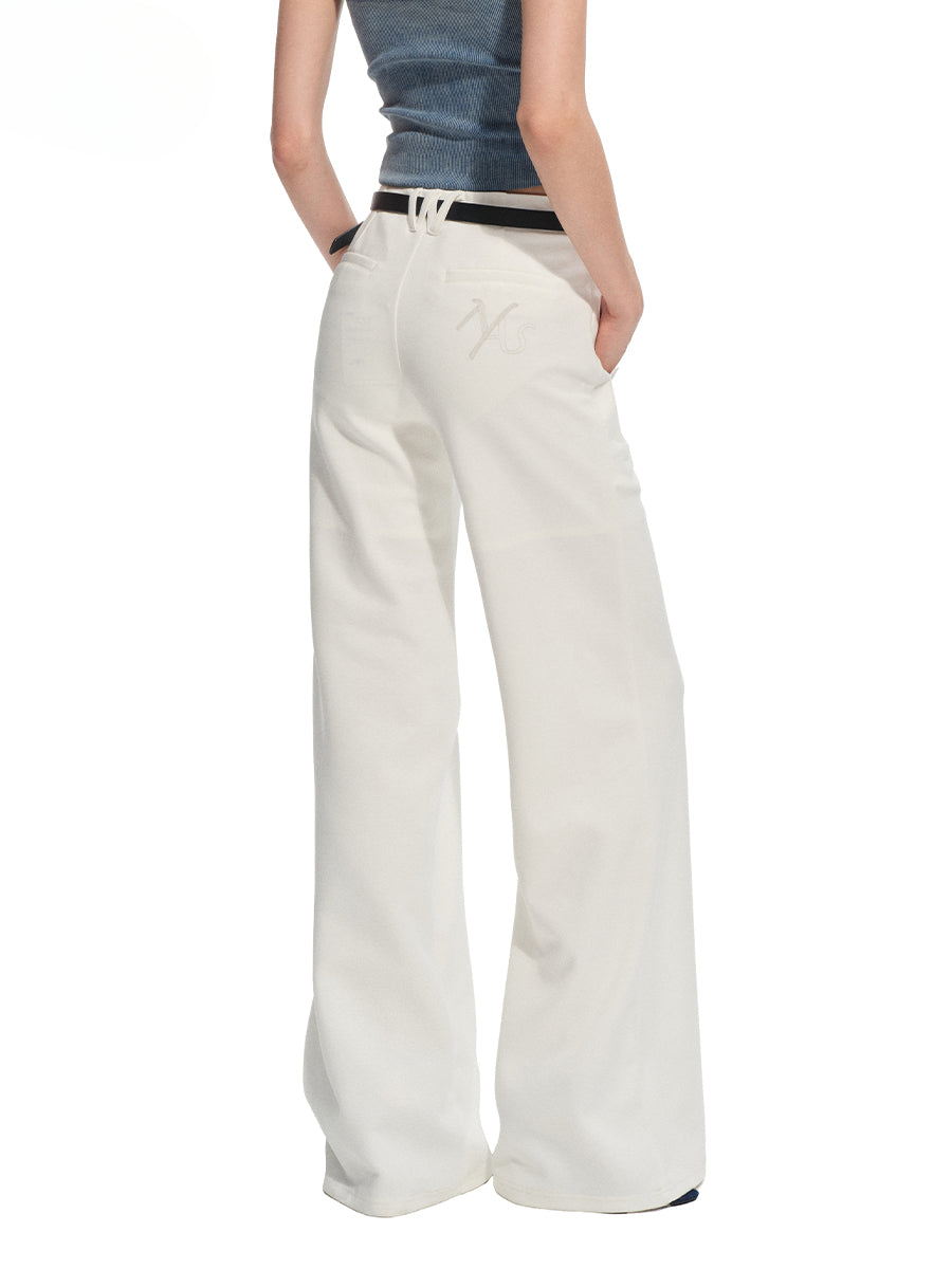 Shell white Mid-rise Fitted Flare Pants - CHINASQUAD