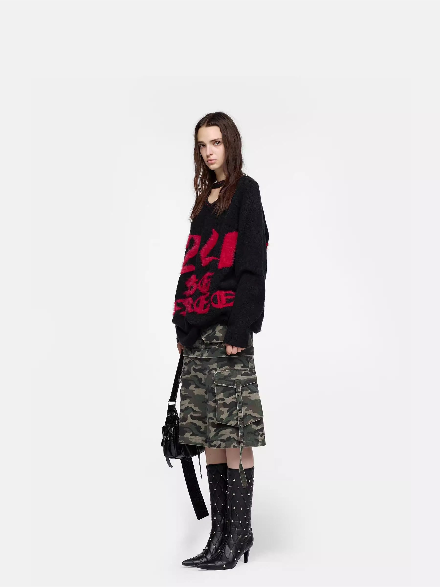 Graphic Oversized Knit Sweater