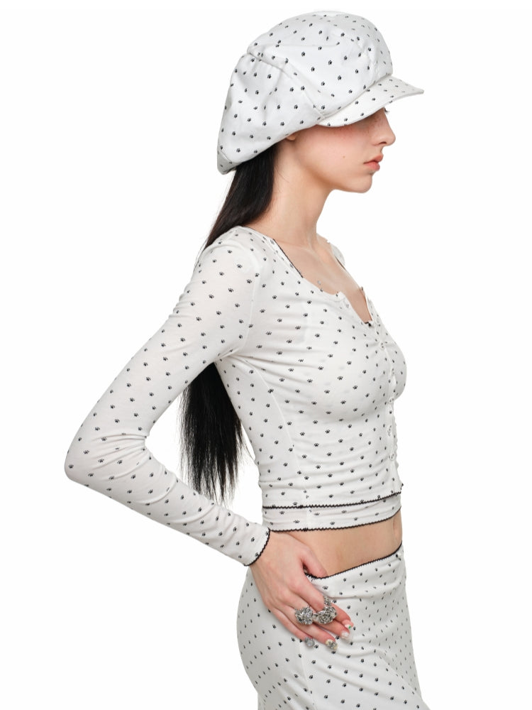 Cat Paw Trim Cardigan & Skirt Set - CHINASQUAD