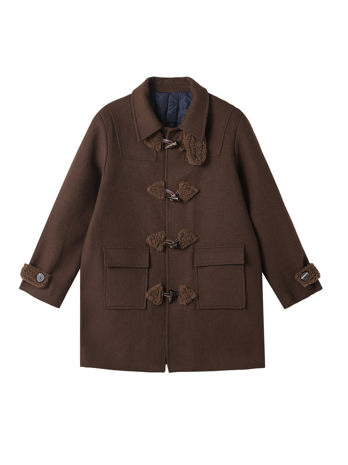 Brown Toggle Wool Coat - CHINASQUAD