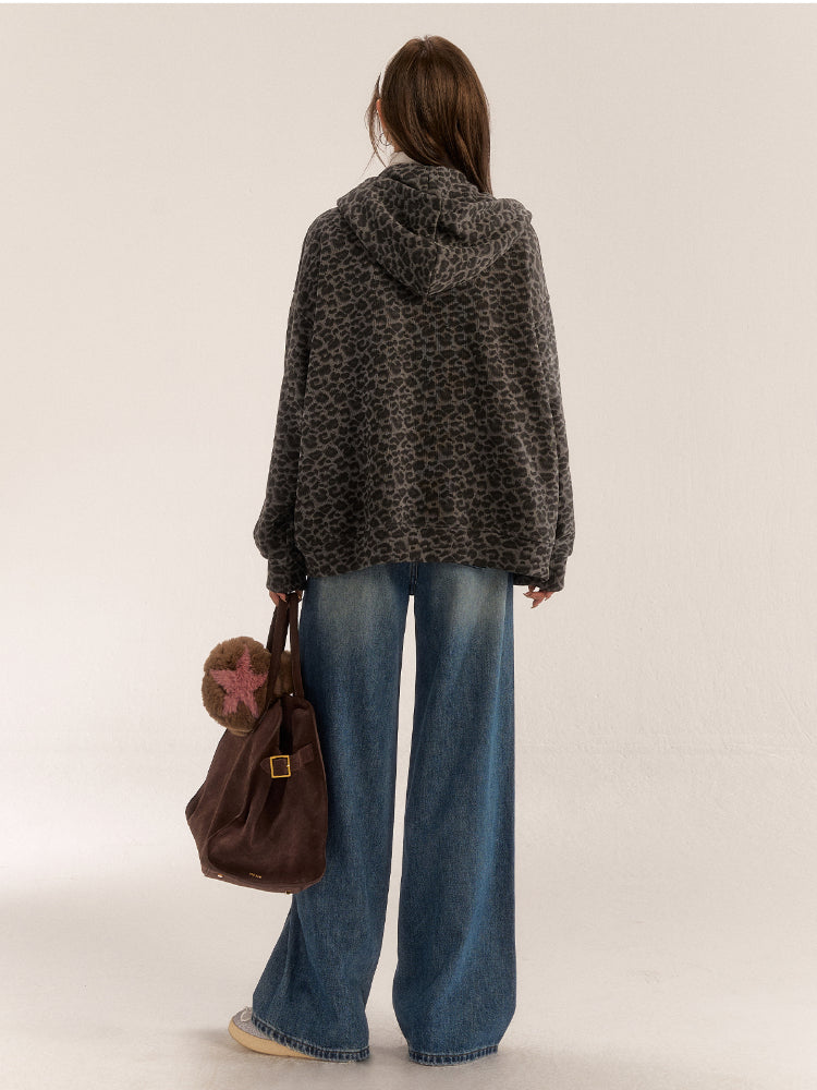 Brown & Gray Leopard Print Coat - CHINASQUAD