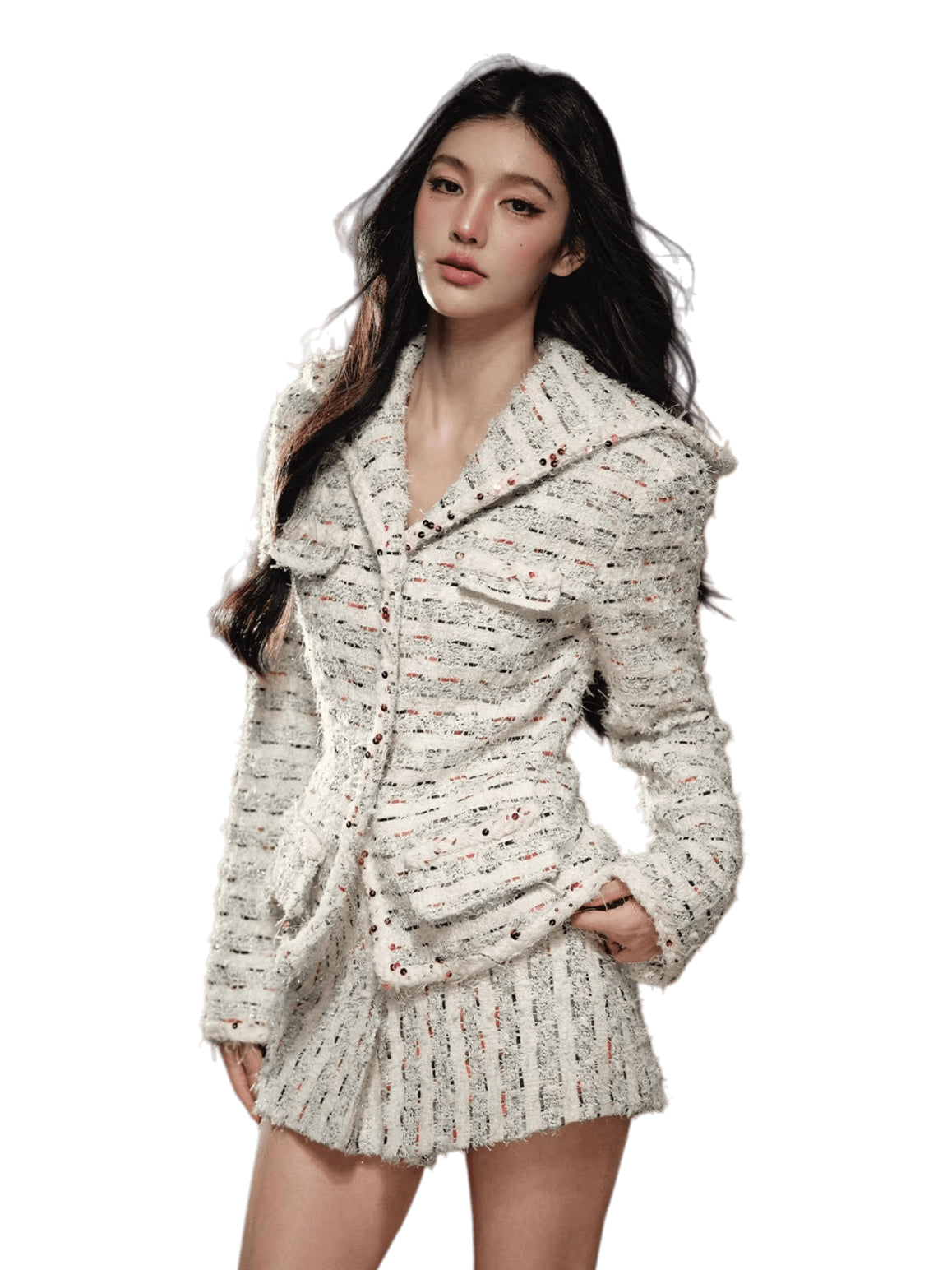 Cropped Jacket & A-Line Mini Skirt Set