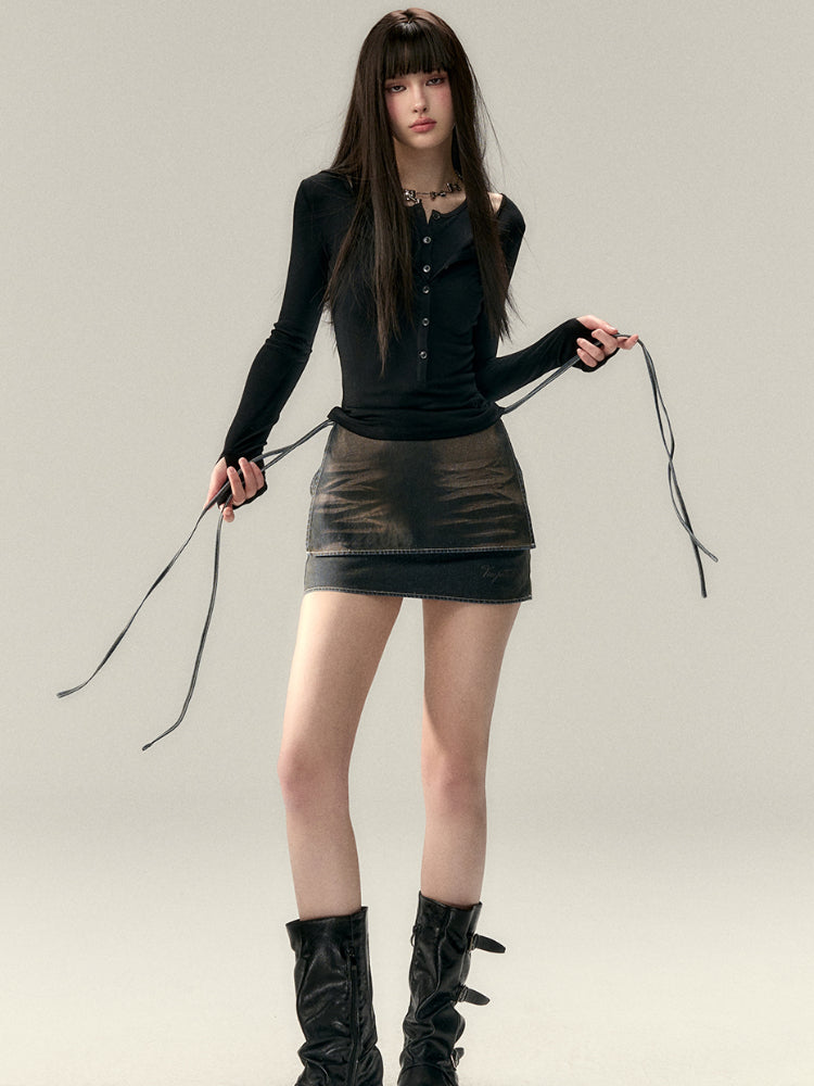 Two-Piece Style Convertible Long Sleeve Vest Top - CHINASQUAD