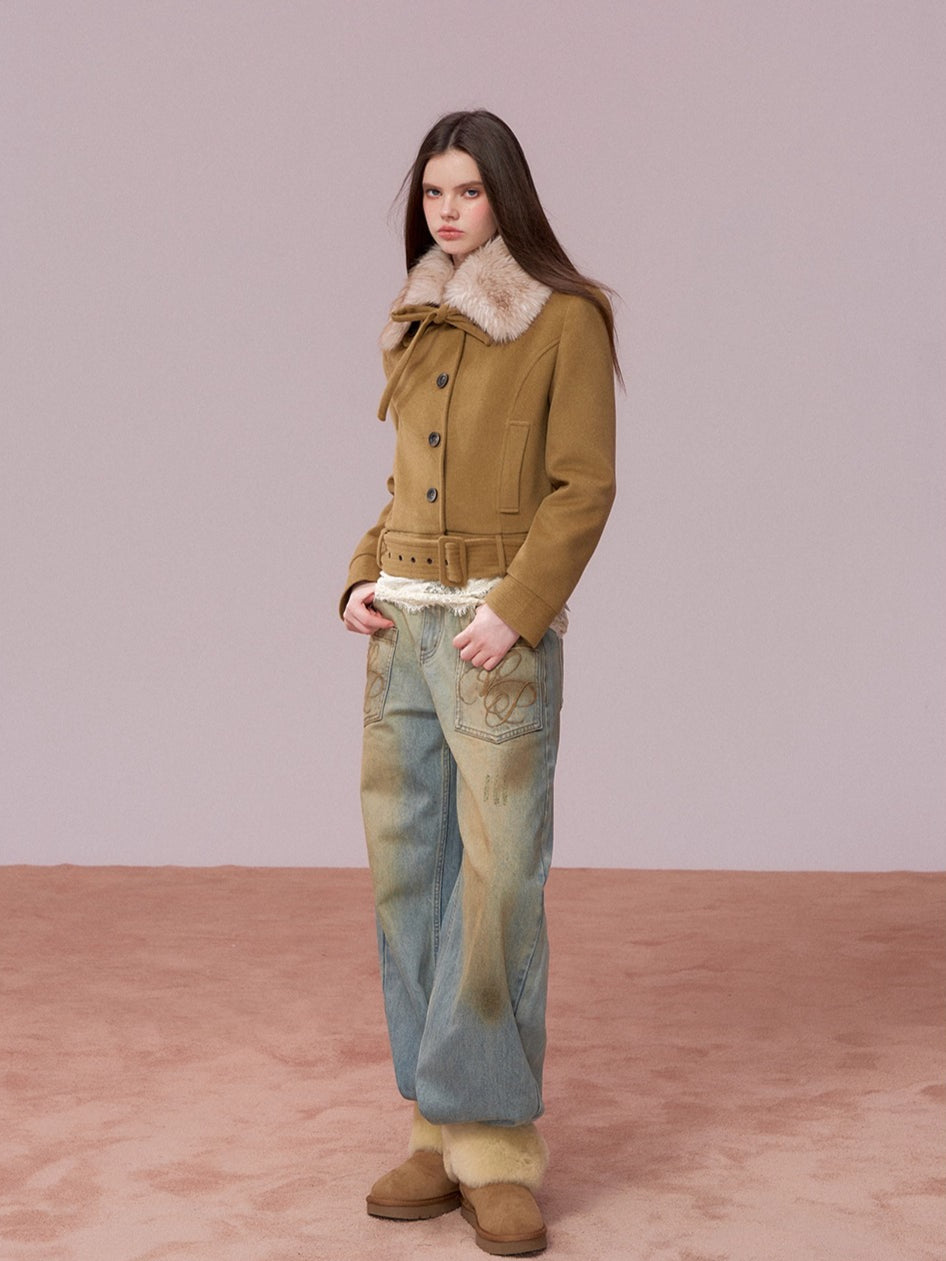 Plush-Collar Quilted Cotton Jacket