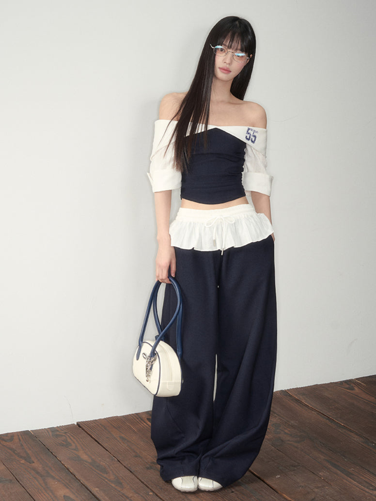 Off-Shoulder Active Blouse & Pants Set - CHINASQUAD