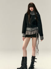 Color-Block High-Neck Knit Cardigan - CHINASQUAD