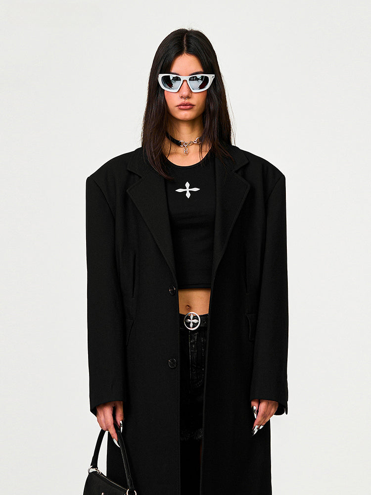 Black Oversized Vintage Coat - CHINASQUAD