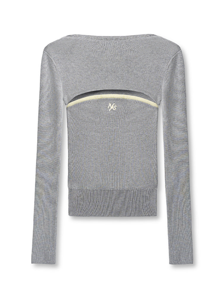 Wool Real Two-piece Layered Knit Crewneck - CHINASQUAD