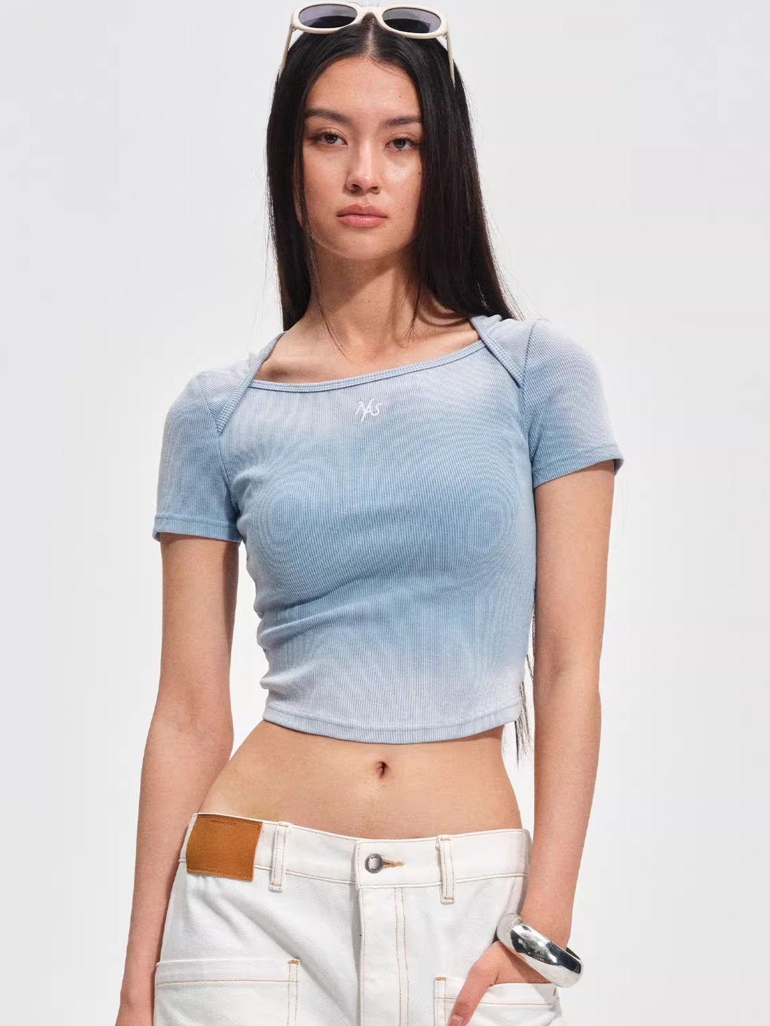 Washed Vintage Crop-Fit Crewneck T-Shirt