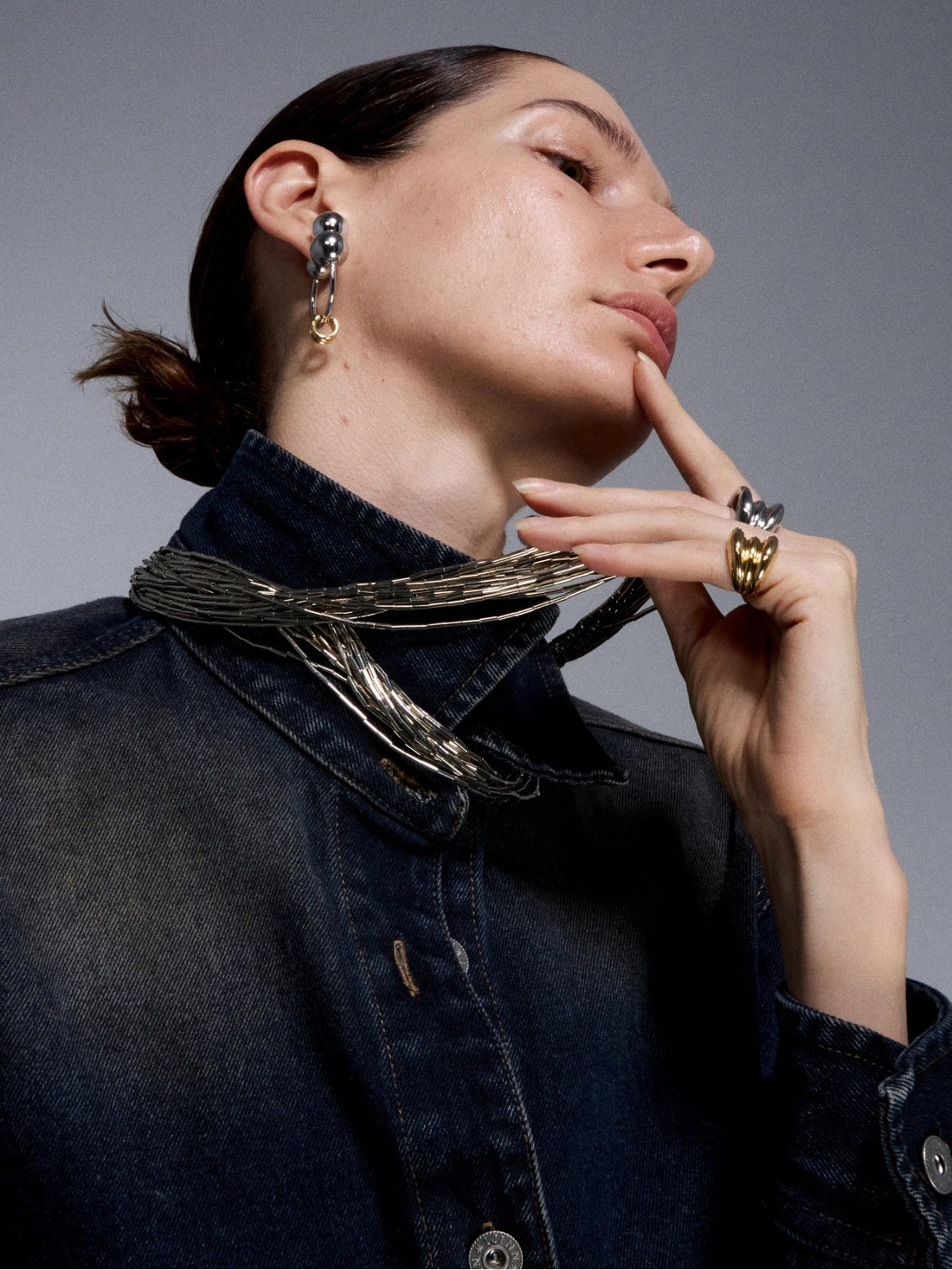 Silver Reconstructed Tube Wrap Necklace