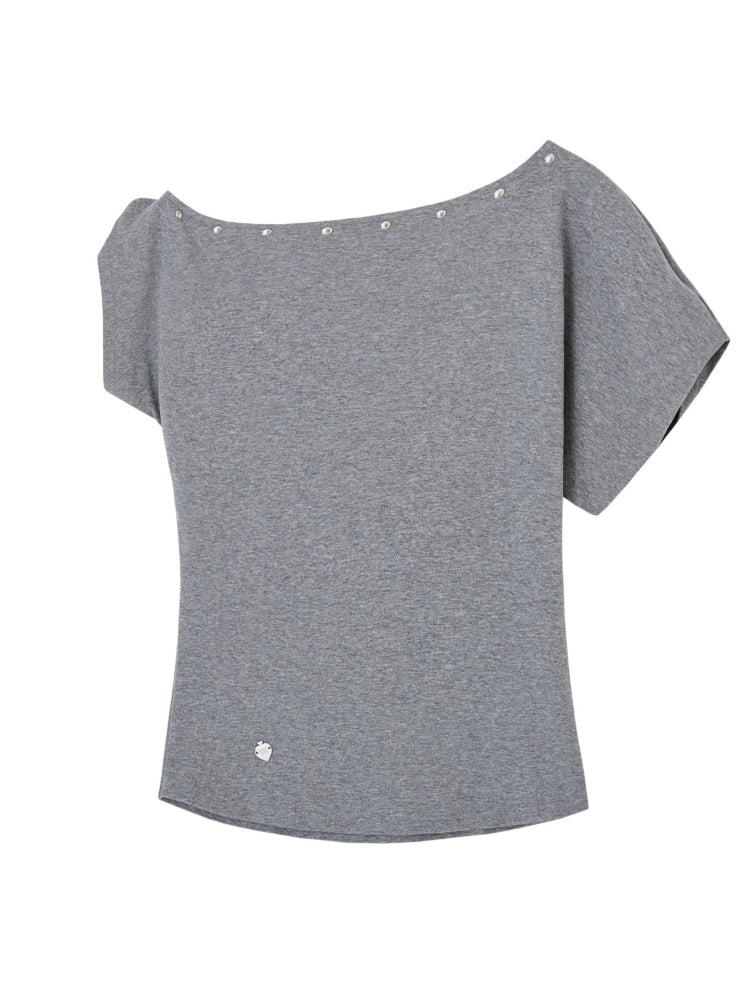 Off-Shoulder Asymmetric Twist Knot Half-sleeve Top - CHINASQUAD