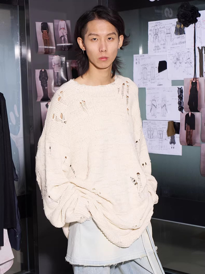 Texture Relaxed-Fit Yarn Knit Sweater