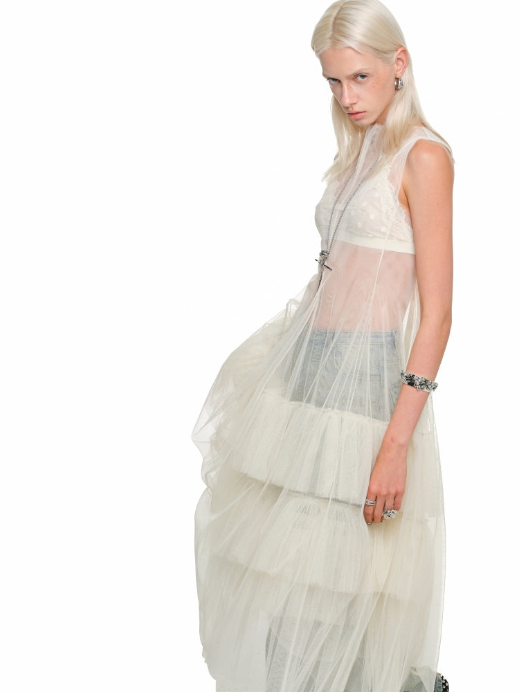 Mesh Panel Midi Dress - CHINASQUAD