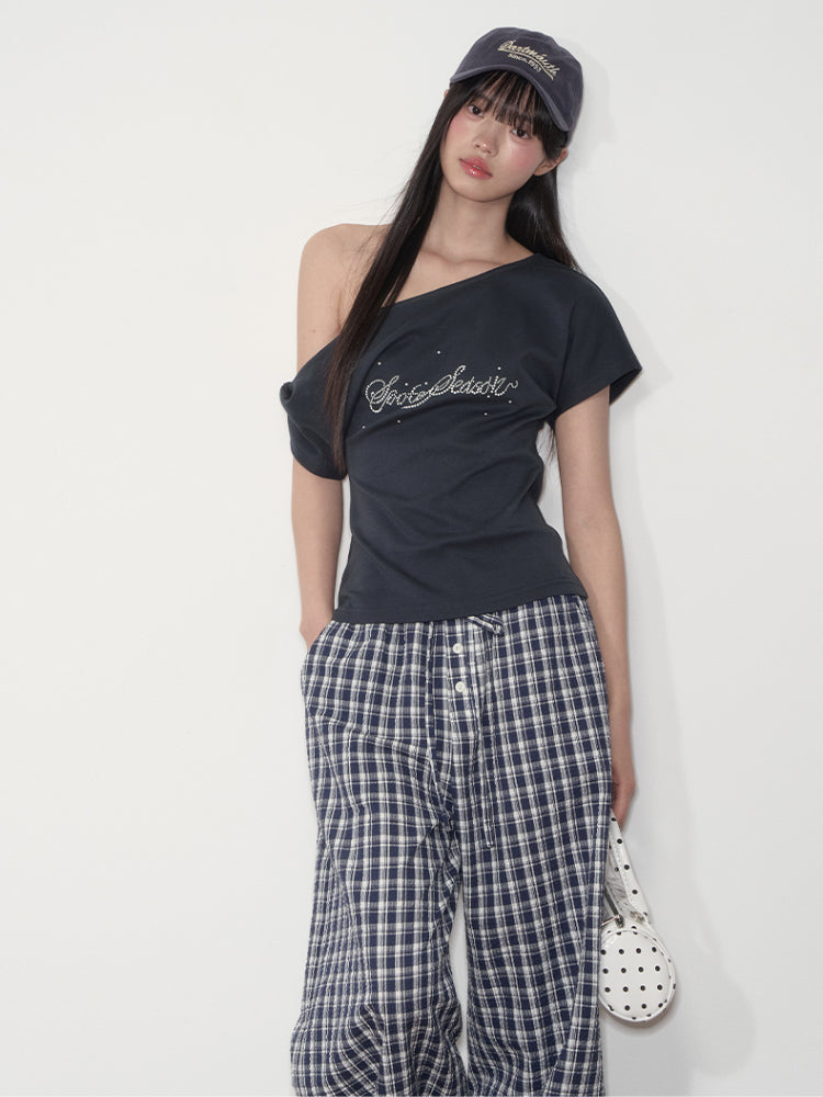 Pearl Waist - Cinching Off-Shoulder T-shirt - CHINASQUAD