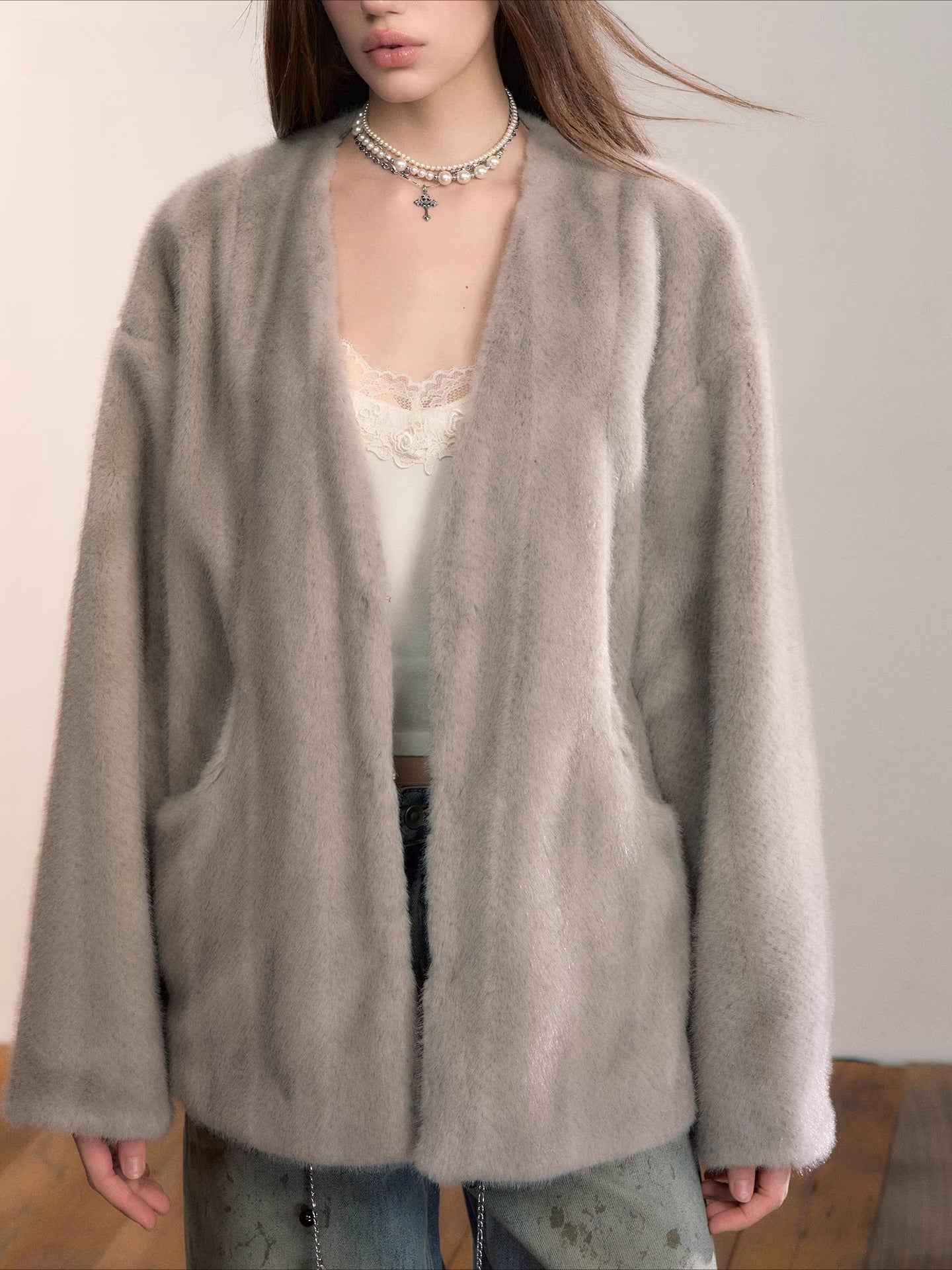 Ombre Faux Fur Statement Jacket