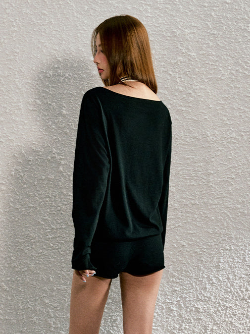 Striped Oversized U-neck Top Set - CHINASQUAD