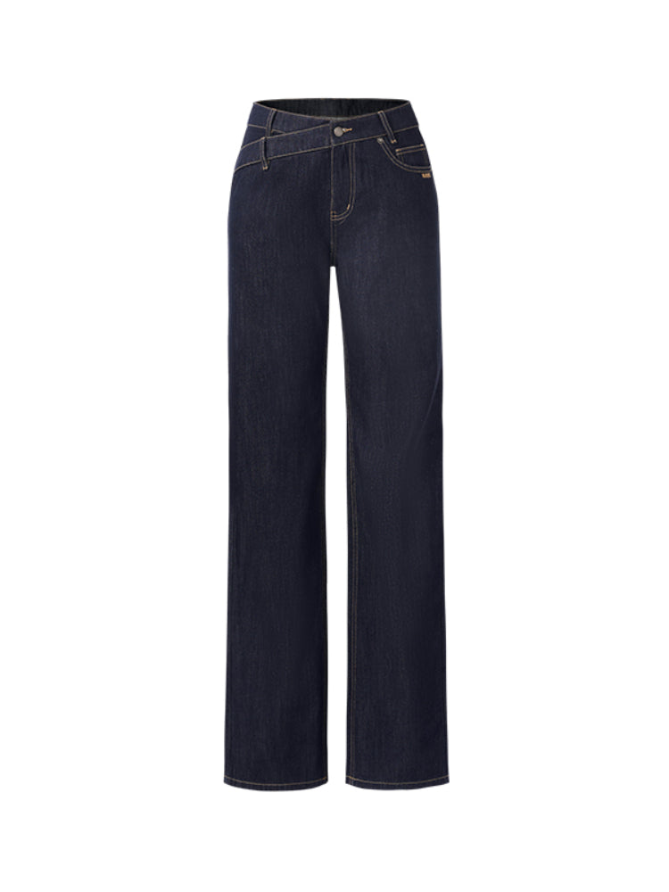 Relaxed-Fit High-Waisted V-Jeans - CHINASQUAD