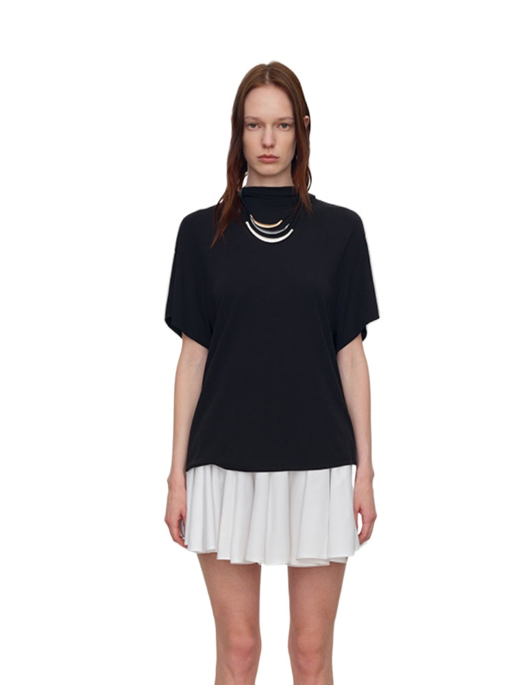 Slant One-Shoulder Swing Neck T-Shirt